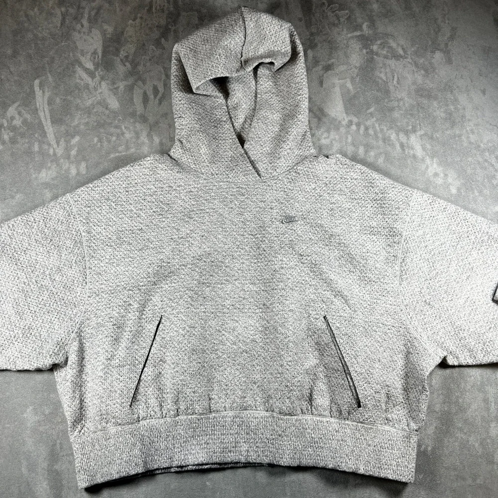 Nike Tech Pack Therma-FIT ADV Hoodie Womens Medium Gray Textured Knit Cropped